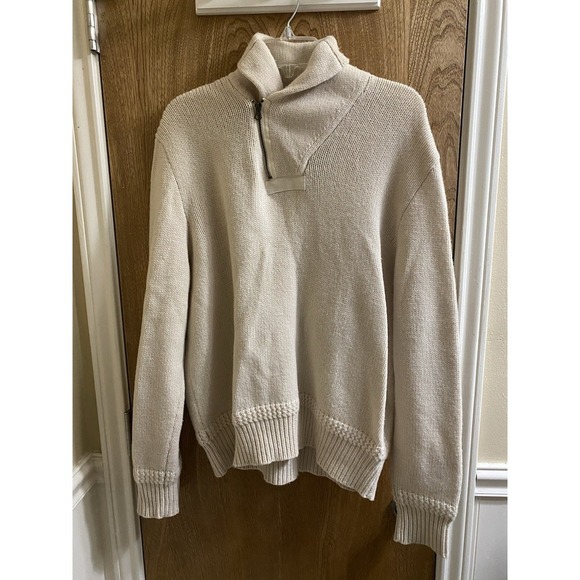 Vintage Polo Ralph Lauren 100% Lambs Wool Sweater Size L Asymmetrical Neck Zip - Picture 1 of 16